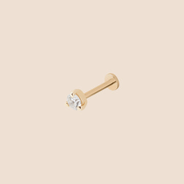 1.5mm Diamond Stud - Threaded Labret Earring - 14K Gold