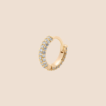 Three Row Diamond Pave Hoop - 14K Gold