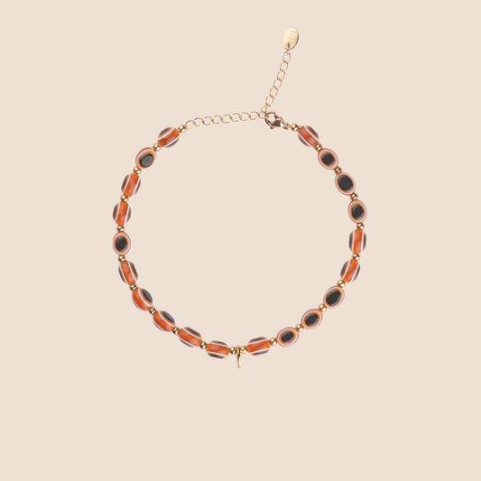 Evil Eye Anklet - Amber Tan
