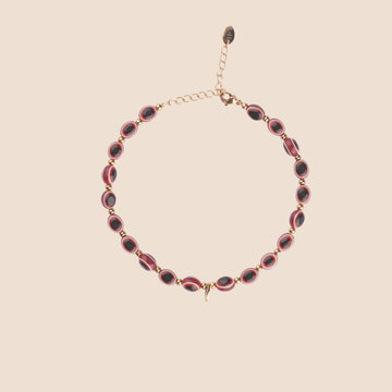 Evil Eye Anklet - Burgundy