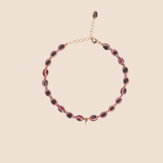 Evil Eye Anklet - Burgundy