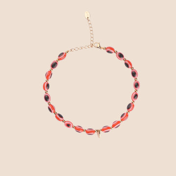 Evil Eye Anklet - Coral Red