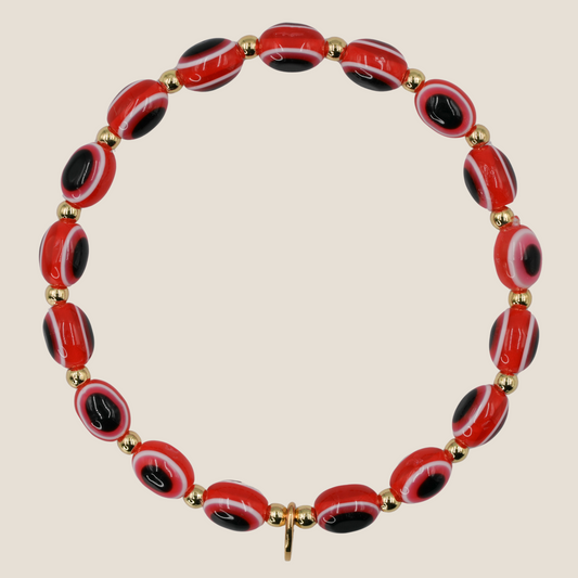 Evil Eye Bracelet - Coral Red