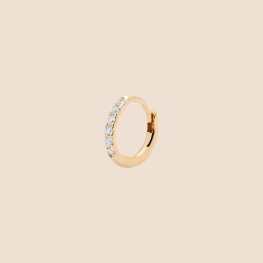 Diamond Half Eternity Hoop - 14K Gold