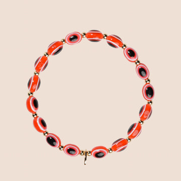 Evil Eye Bracelet - Coral Red