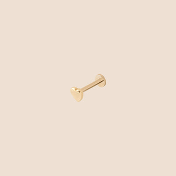 Heart - Threaded Labret Stud Earring - 14K Gold