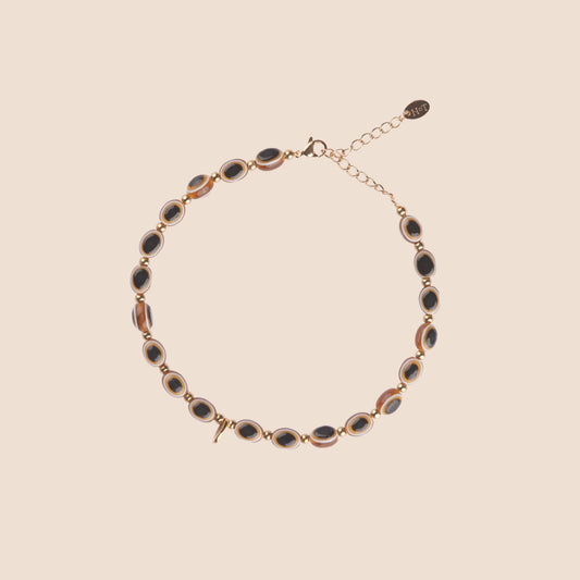 Evil Eye Anklet - Khaki Brown