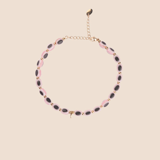 Evil Eye Anklet - Light Pink