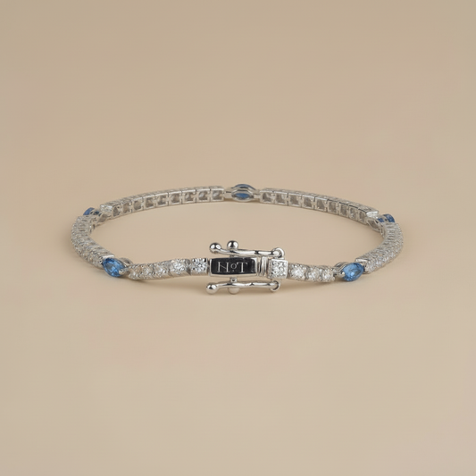 Padel Bracelet - Silver & London Blue
