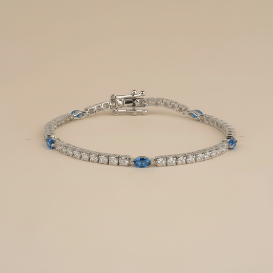 Padel Bracelet - Silver & London Blue