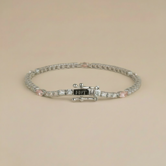 Padel Bracelet - Silver & Pink