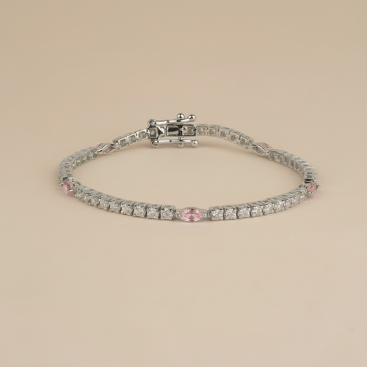 Padel Bracelet - Silver & Pink
