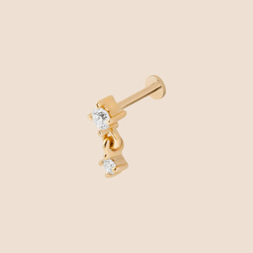 Round Drop Diamond Stud - 14K - Yellow Gold