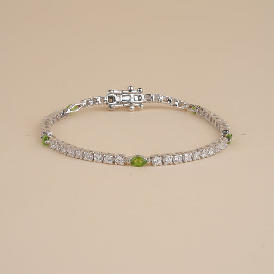 Padel Bracelet - Silver & Emerald Green