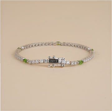 Padel Bracelet - Silver & Emerald Green