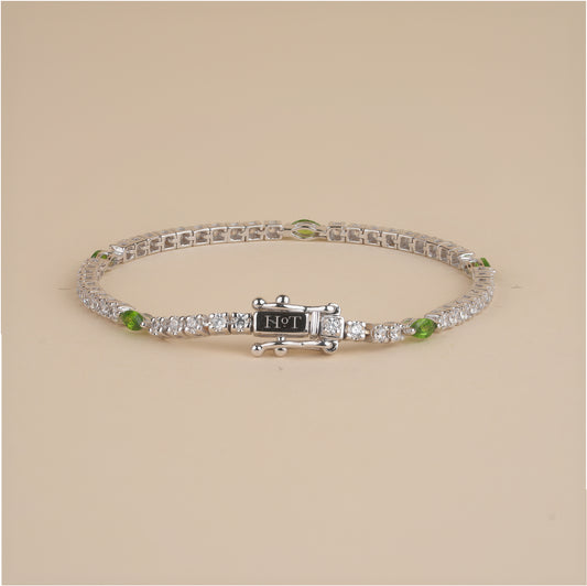 Padel Bracelet - Silver & Emerald Green
